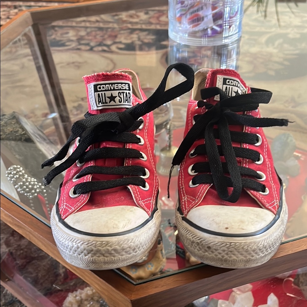 Converse Red Canvas Sneakers with Black Laces